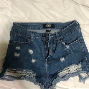 Distressed Denim Shorts
